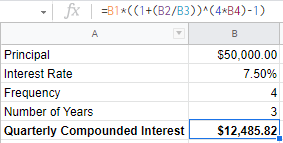 quarterly compounding excel 1