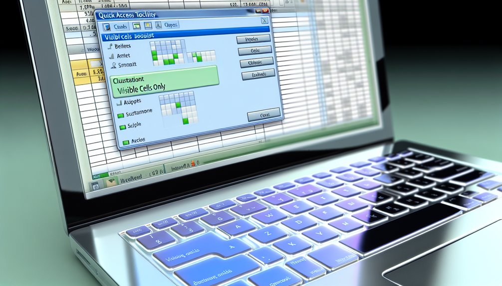 lisää valitse näkyvät solut