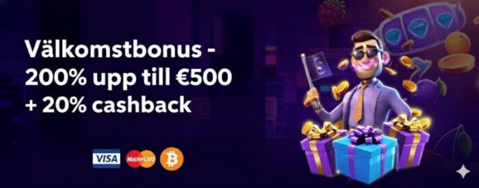 Slotti Casino Välkomstbonus - 200% upp till €500