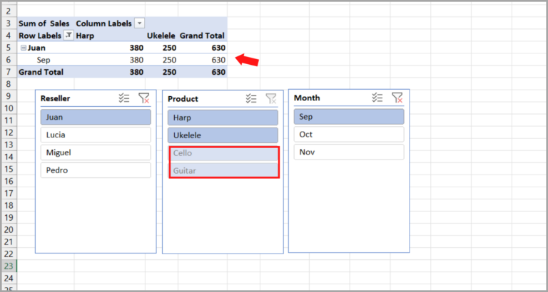 Using Slicers in Excel for Charts and Pivot Tables