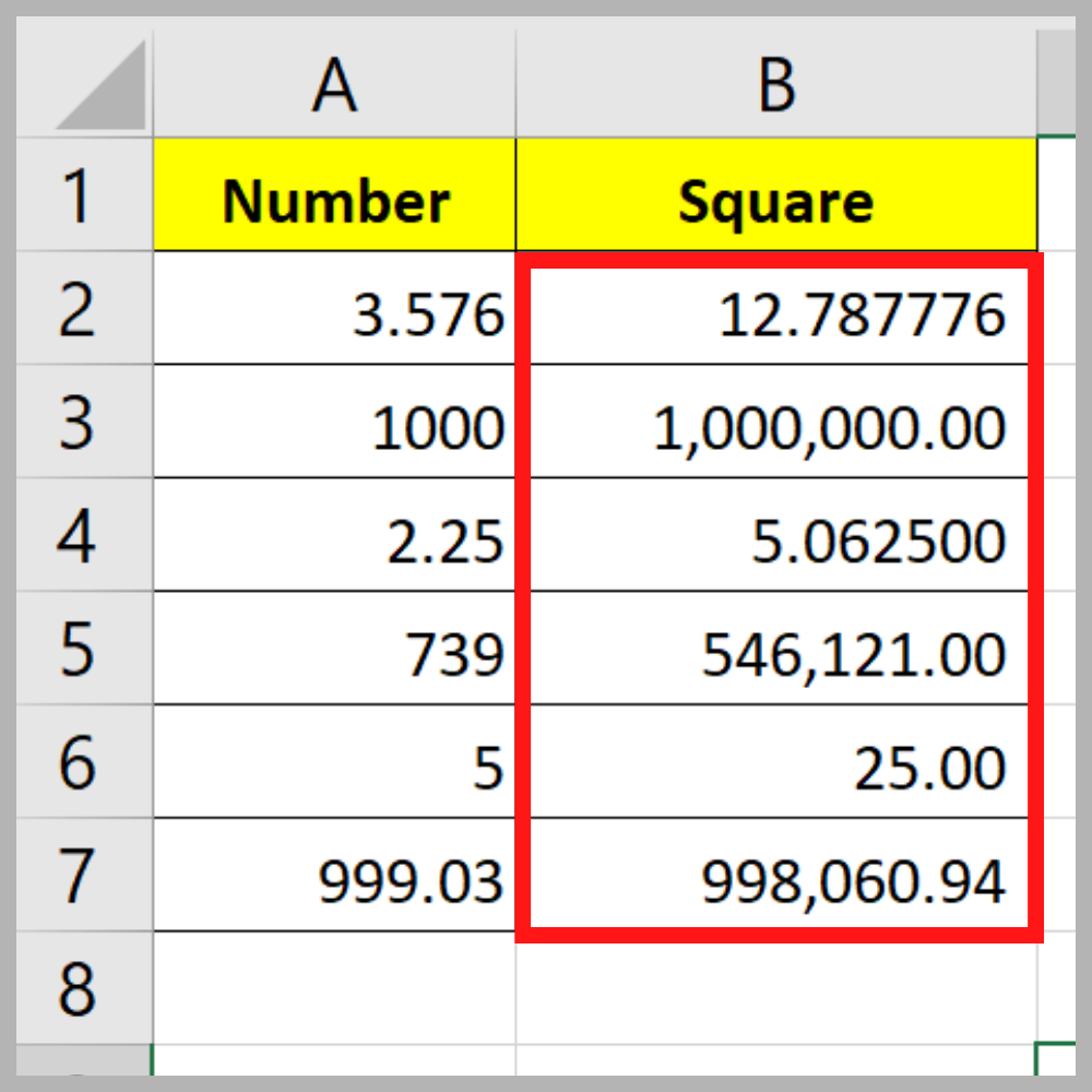 An Easy Guide to Square a Number in Excel