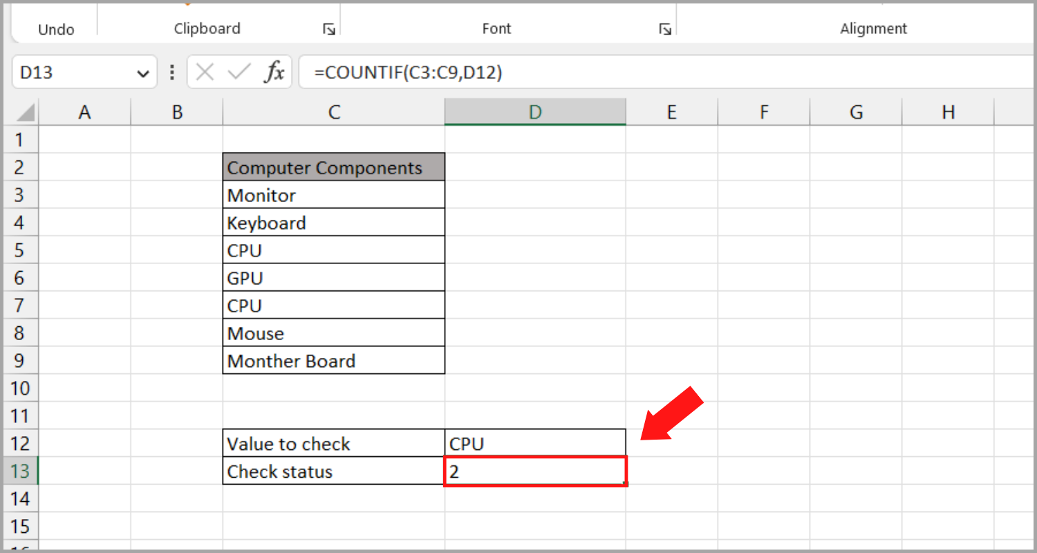 Determine Whether a Value Exists in an Excel List