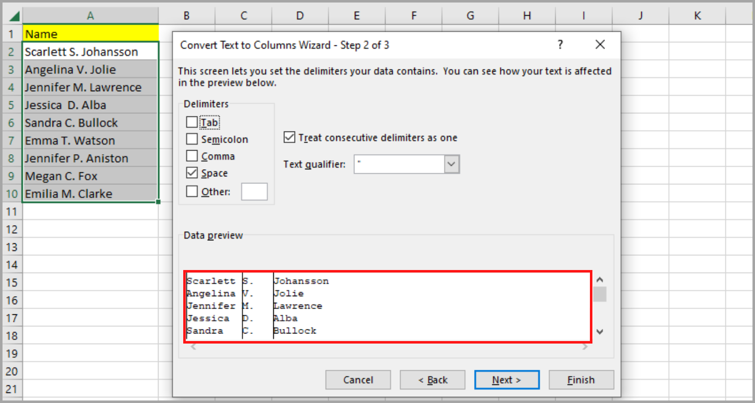 How to separate names in excel 5 methods of splitting names 