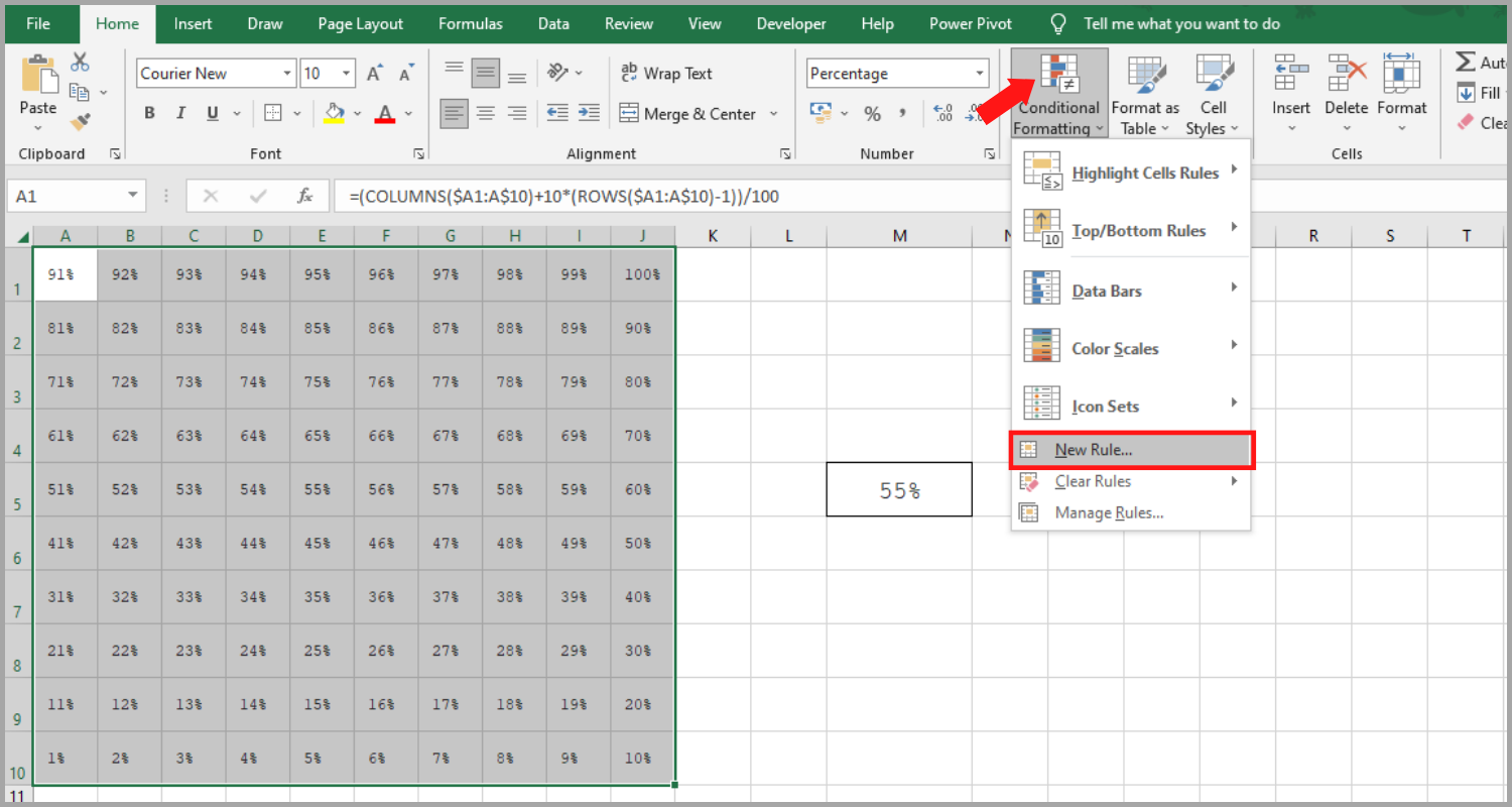 Creating a Waffle Chart in Excel