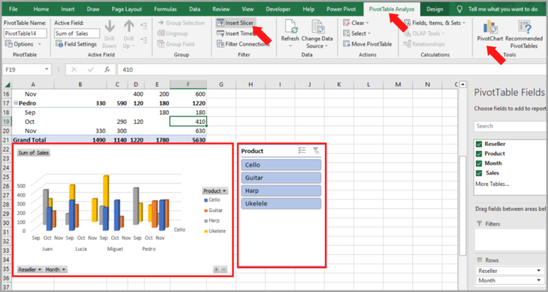 Using Slicers in Excel for Charts and Pivot Tables