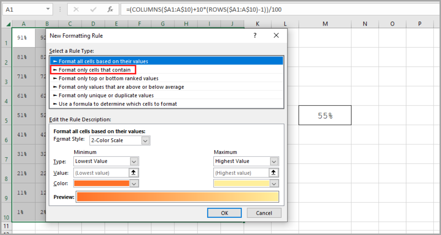 Creating a Waffle Chart in Excel