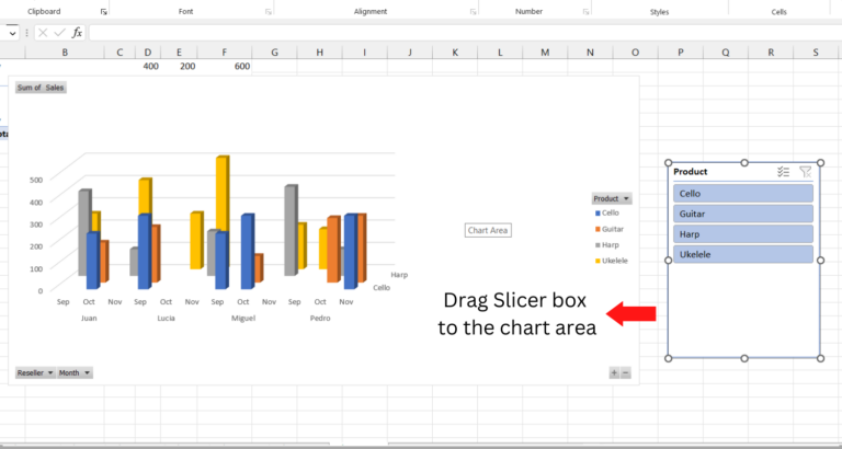 Using Slicers in Excel for Charts and Pivot Tables