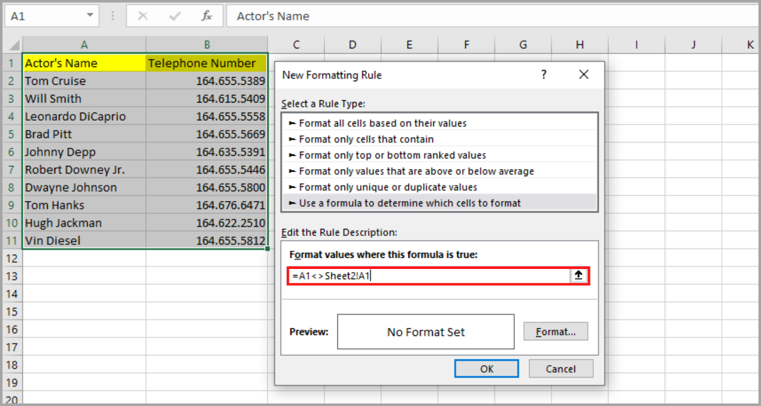 Comparing Two Excel Documents to Identify Differences