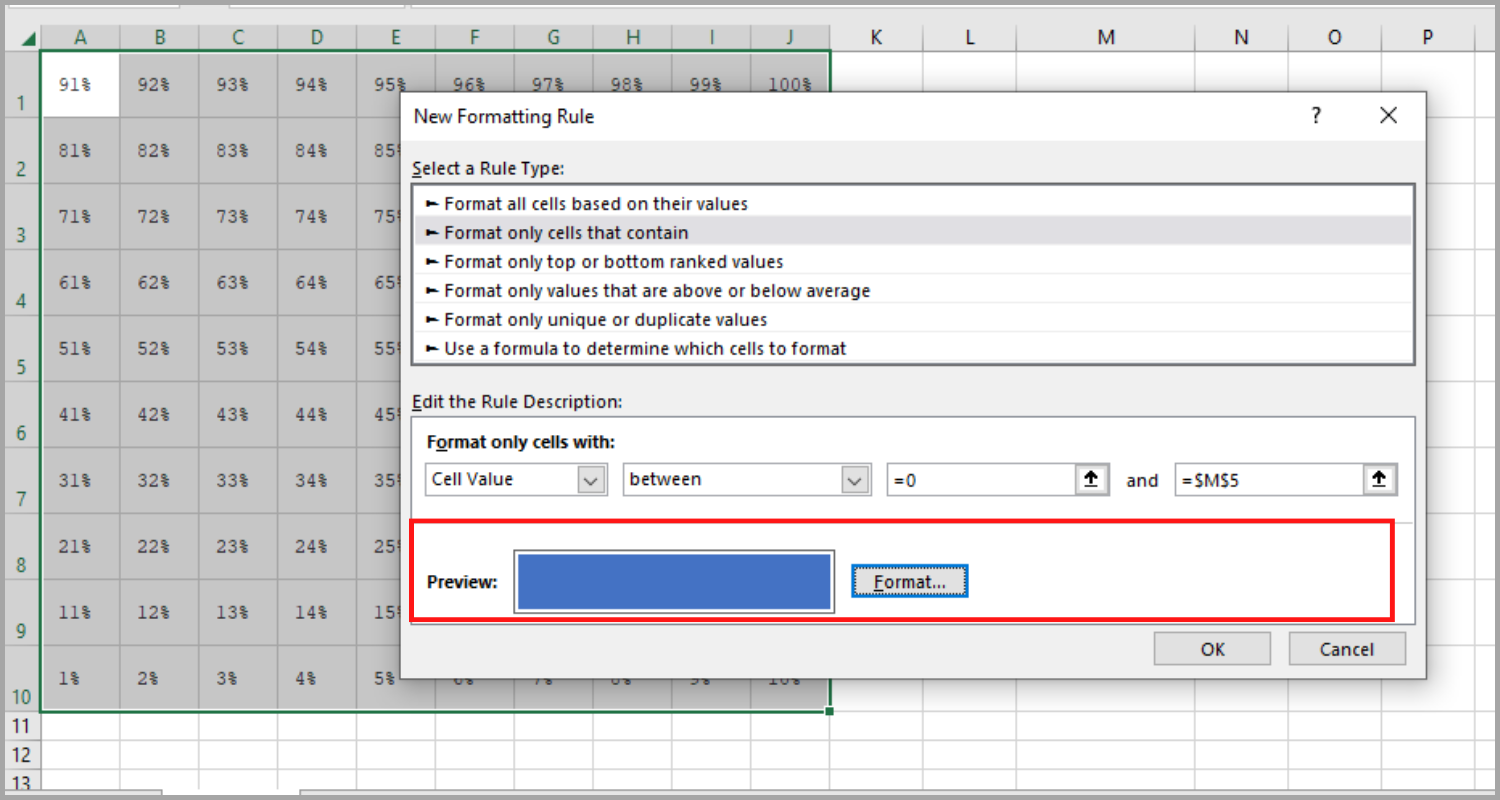 Creating a Waffle Chart in Excel