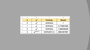 Using “e” in an Exp Function in Excel