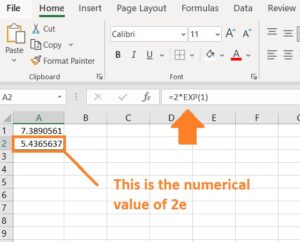 Using e (Euler's Number) in Excel